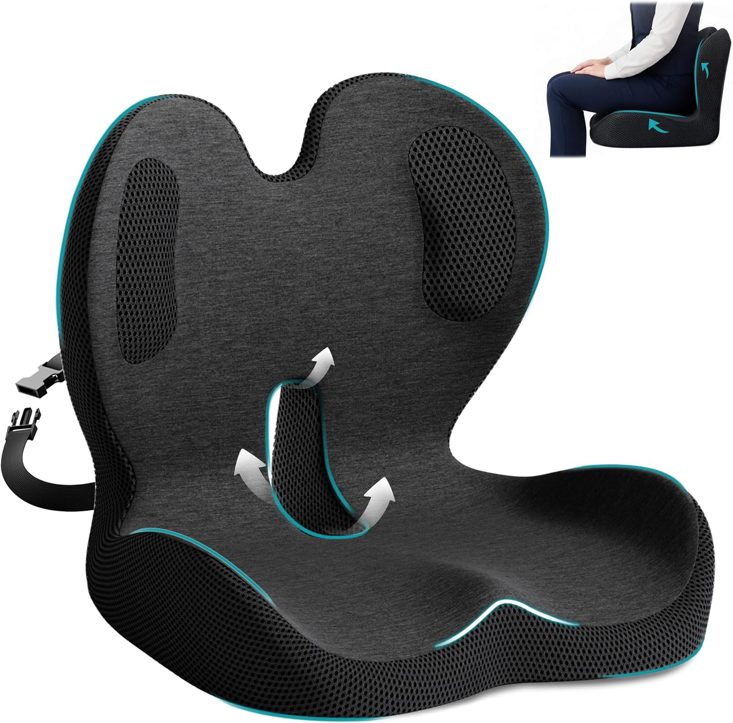 Memory Foam Seat Cushion,Office Chair Cushion with Lumbar Support,L-Shape Ergono