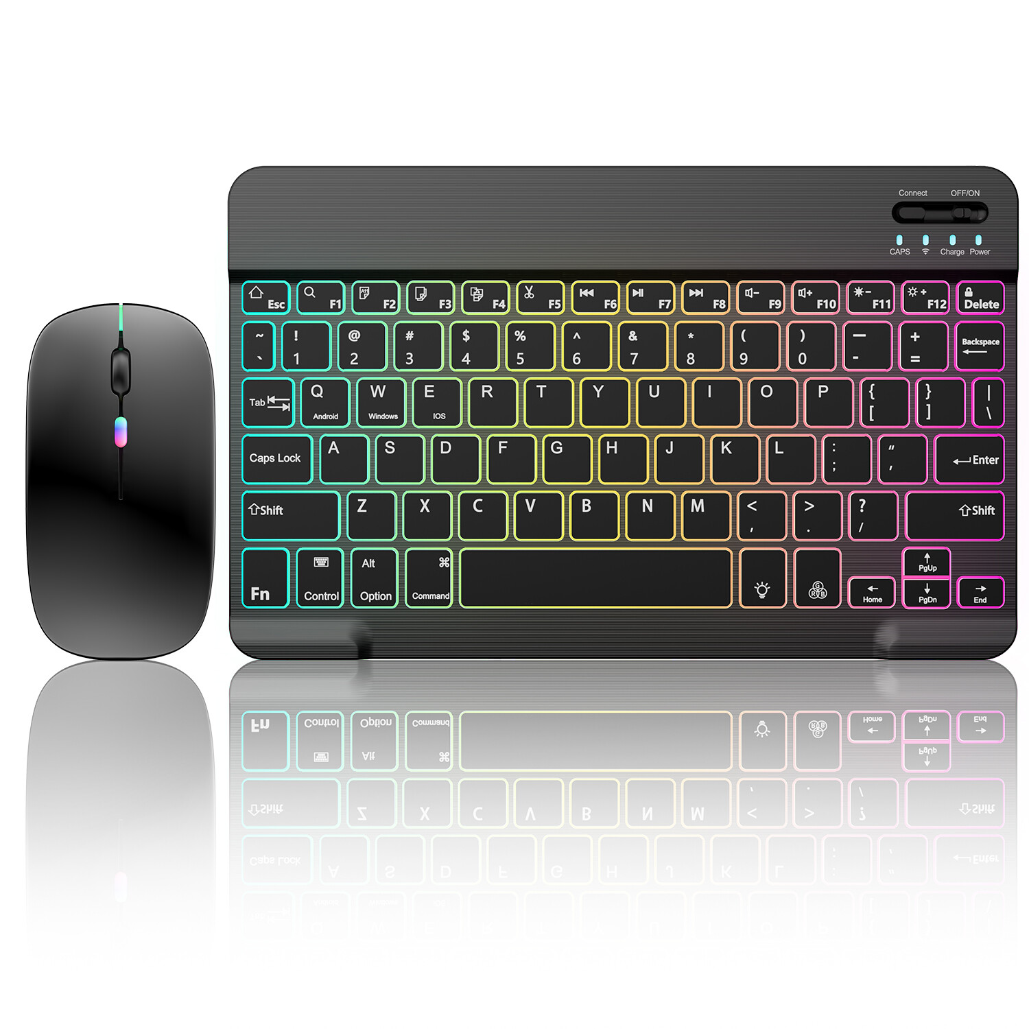 RGB Wireless Keyboard & Mouse Combo - Backlit Bluetooth Set for iPad/PC/Laptop U