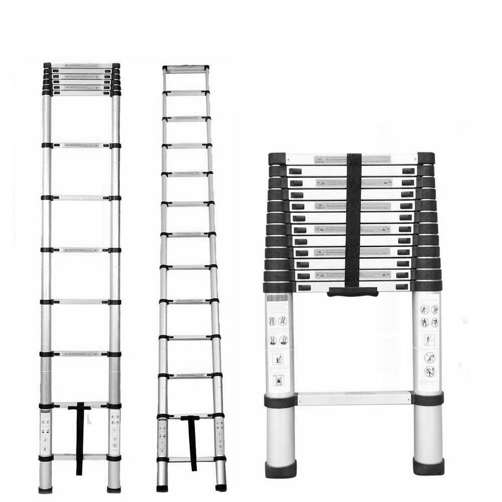 Aluminum Non-Slip Telescoping Ladder Extension Ladders Folding 10.5/12.5/14.5FT