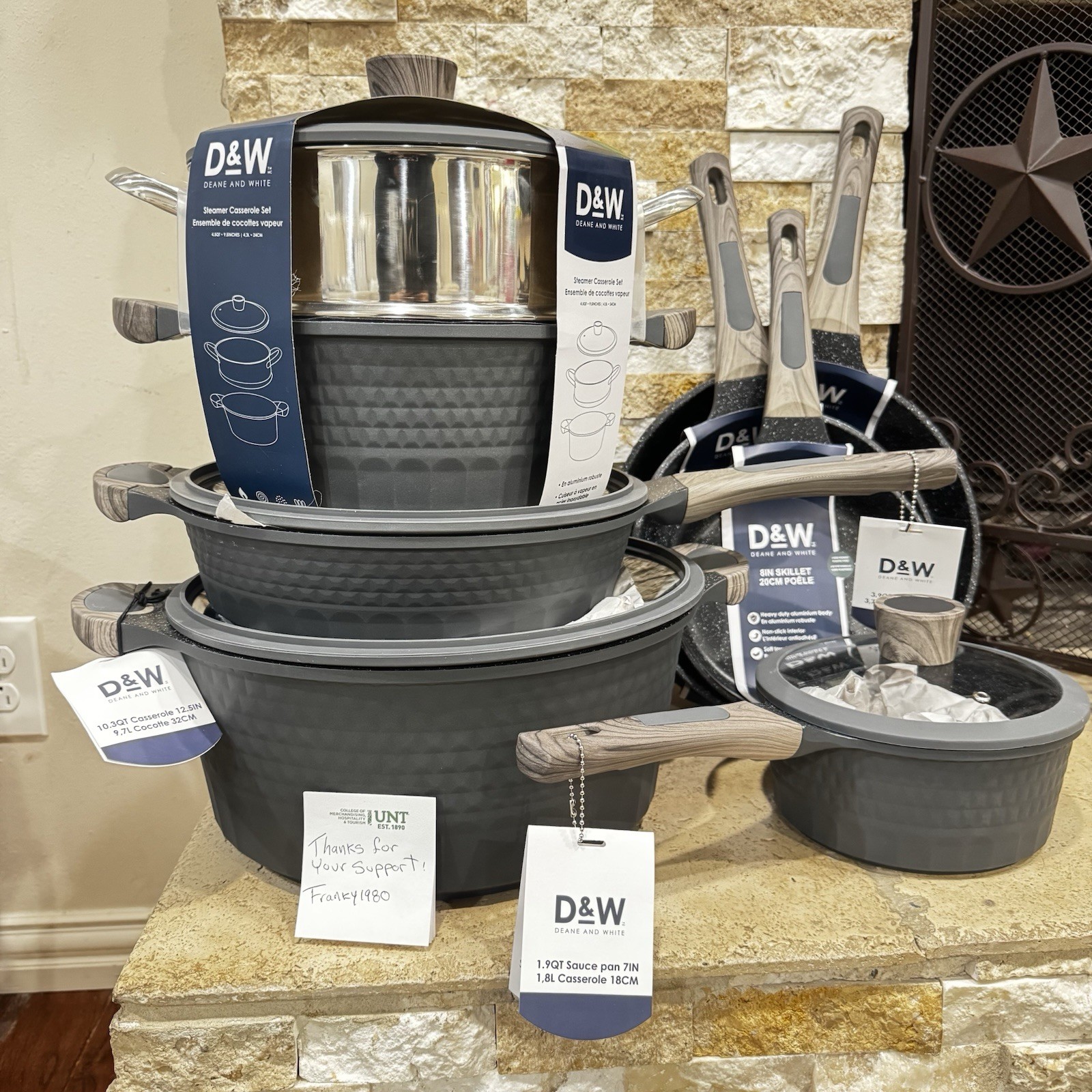 D&W Deane & White Cookware Casserole Pan Collection 12 Pc Set Charcoal  Gray