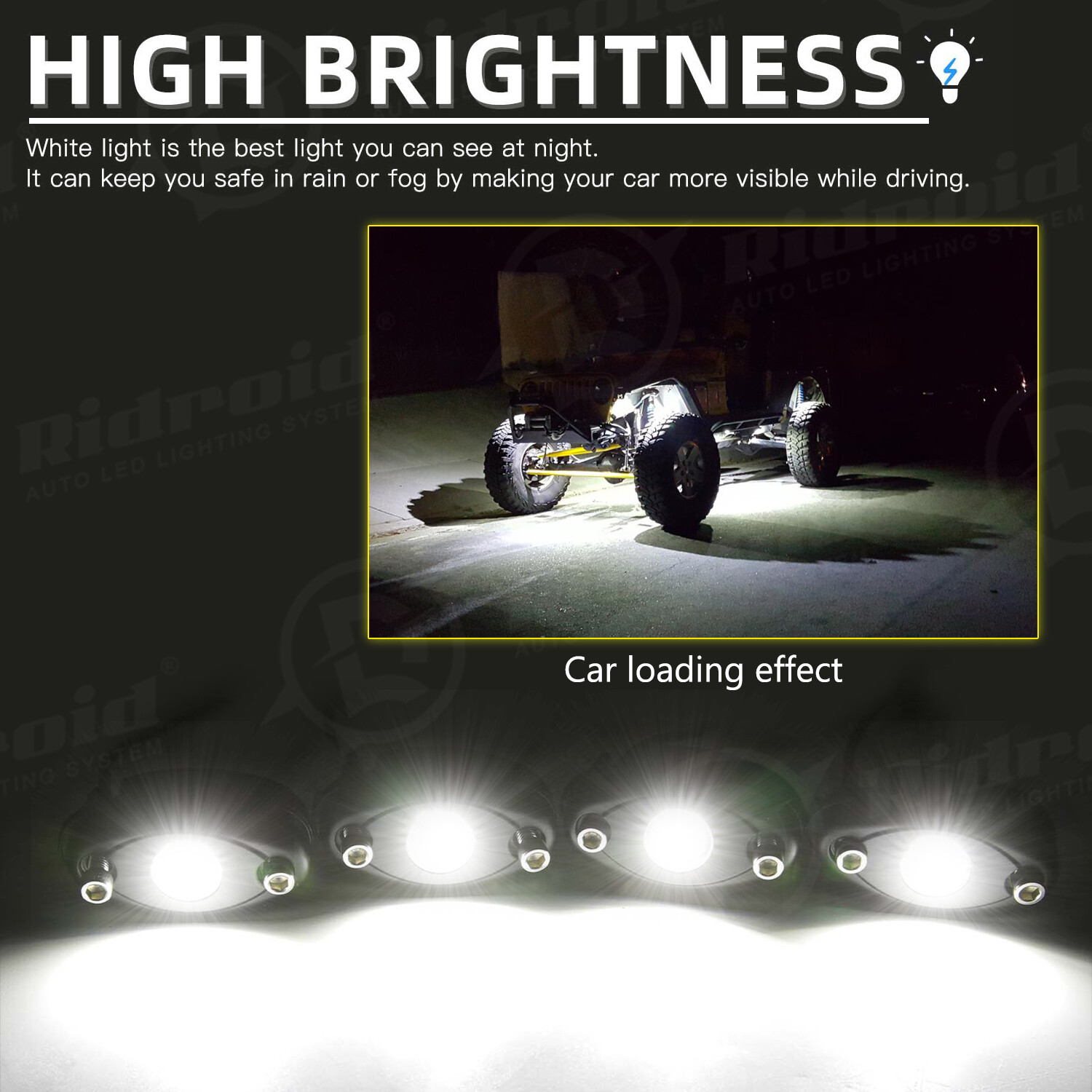 24X White LED Rock Lights Underbody Trail Rig Glow Lamp Offroad SUV Pickup Truck