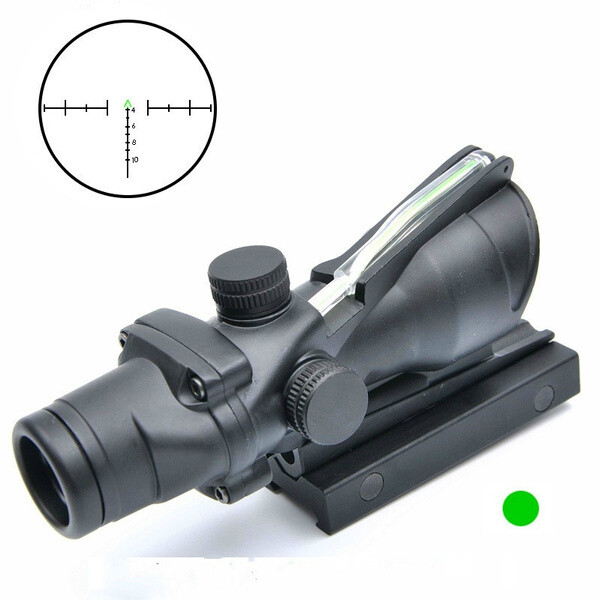 4x32 Fiber Optic Scope Chevron Reticle GREEN Weapon Sight ACOG Clone + 2 gifts