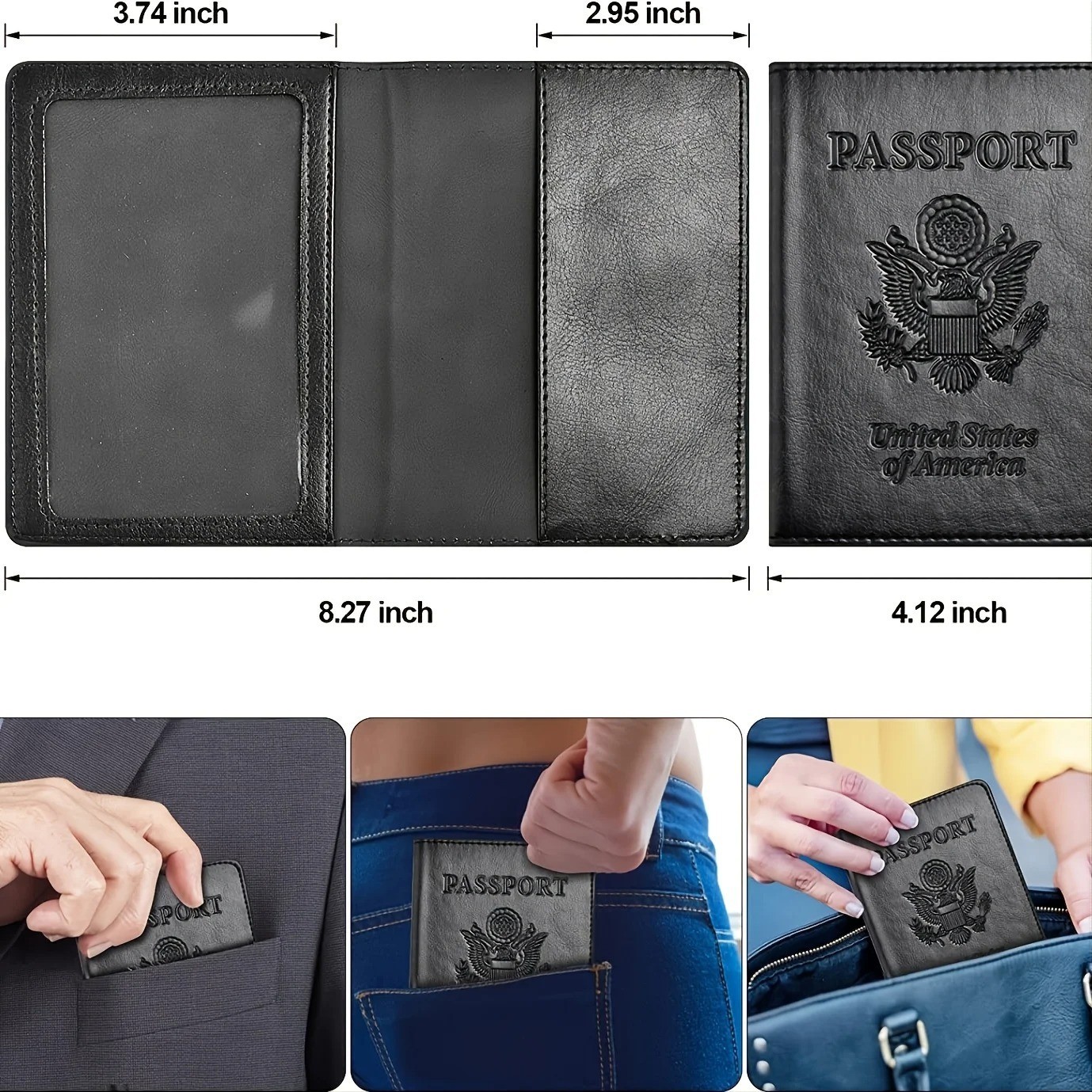 RFID Blocking Passport Holder Leather Travel Wallet Card Case Essentials Kit Pro