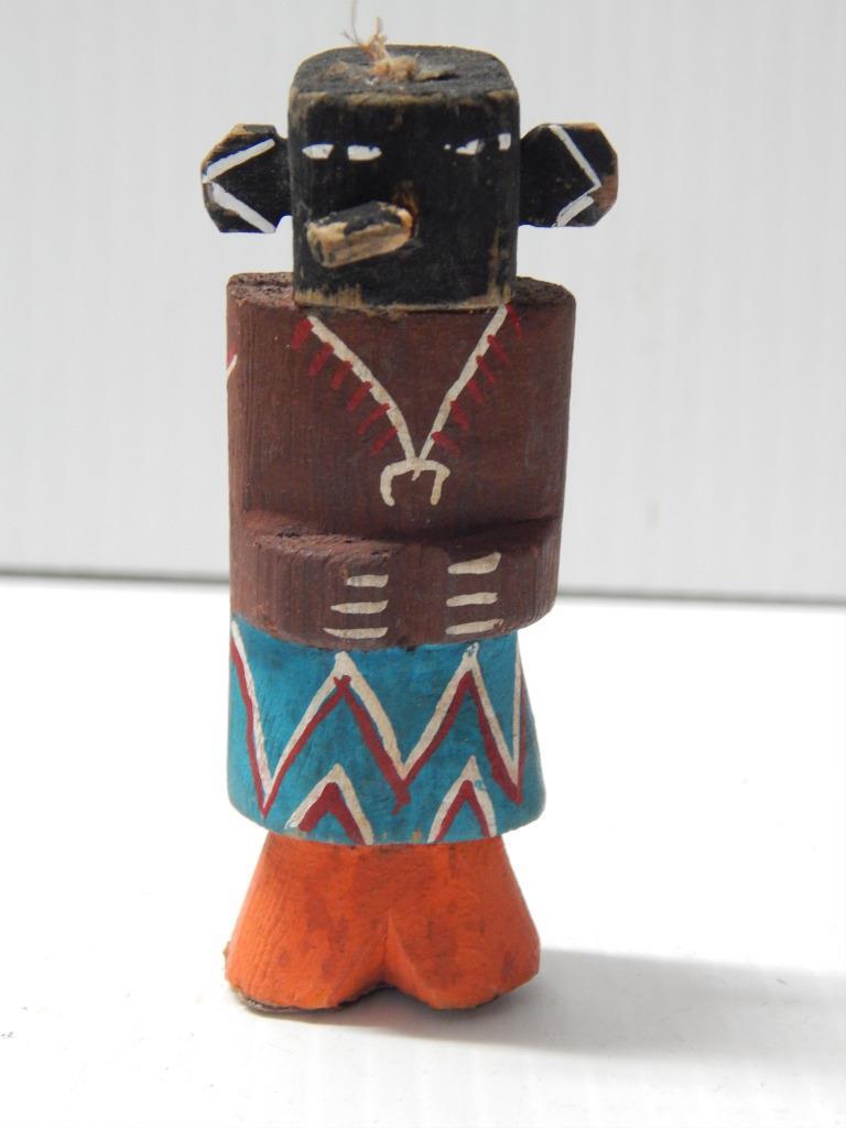 OLD 3 1/8" VINTAGE HOPI PUEBLO INDIAN ROUTE 66 YEI DSGN / KACHINA