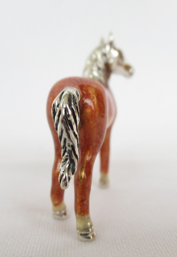 Saturno Italy Miniature Sterling Silver Enamel Horse Animal Figurine