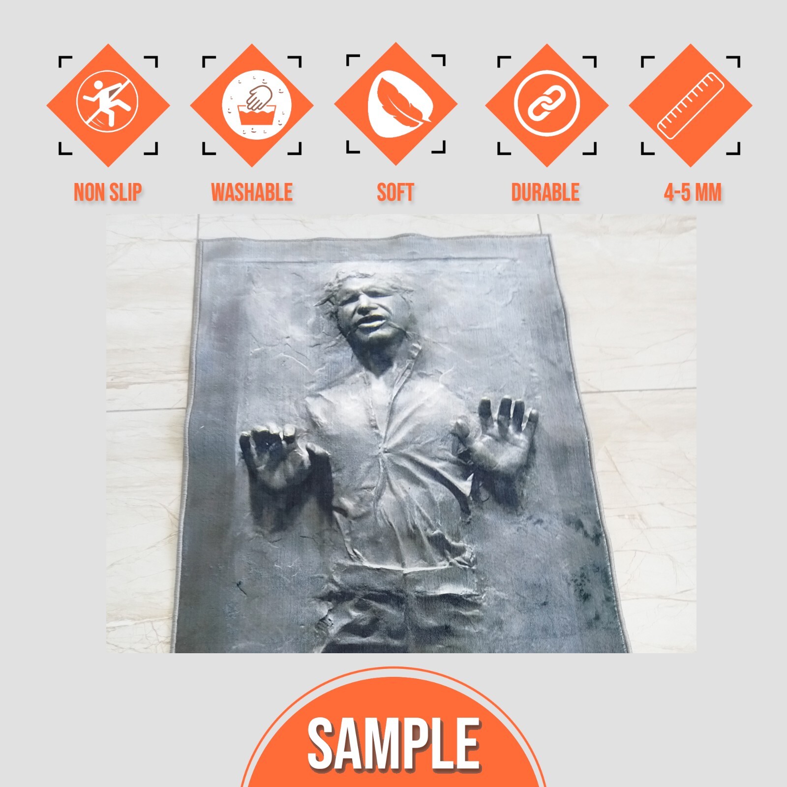 Han Solo Runner, Han Solo Carbonite Rug, Star Wars Gift