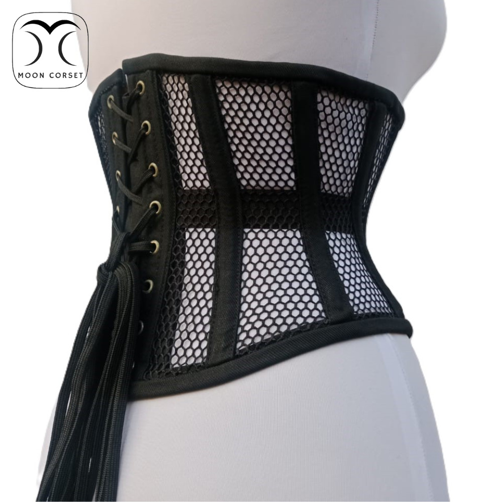 Underbust Mesh Corset Steel Boned Waist Trainer Womens Corset Heavy Duty