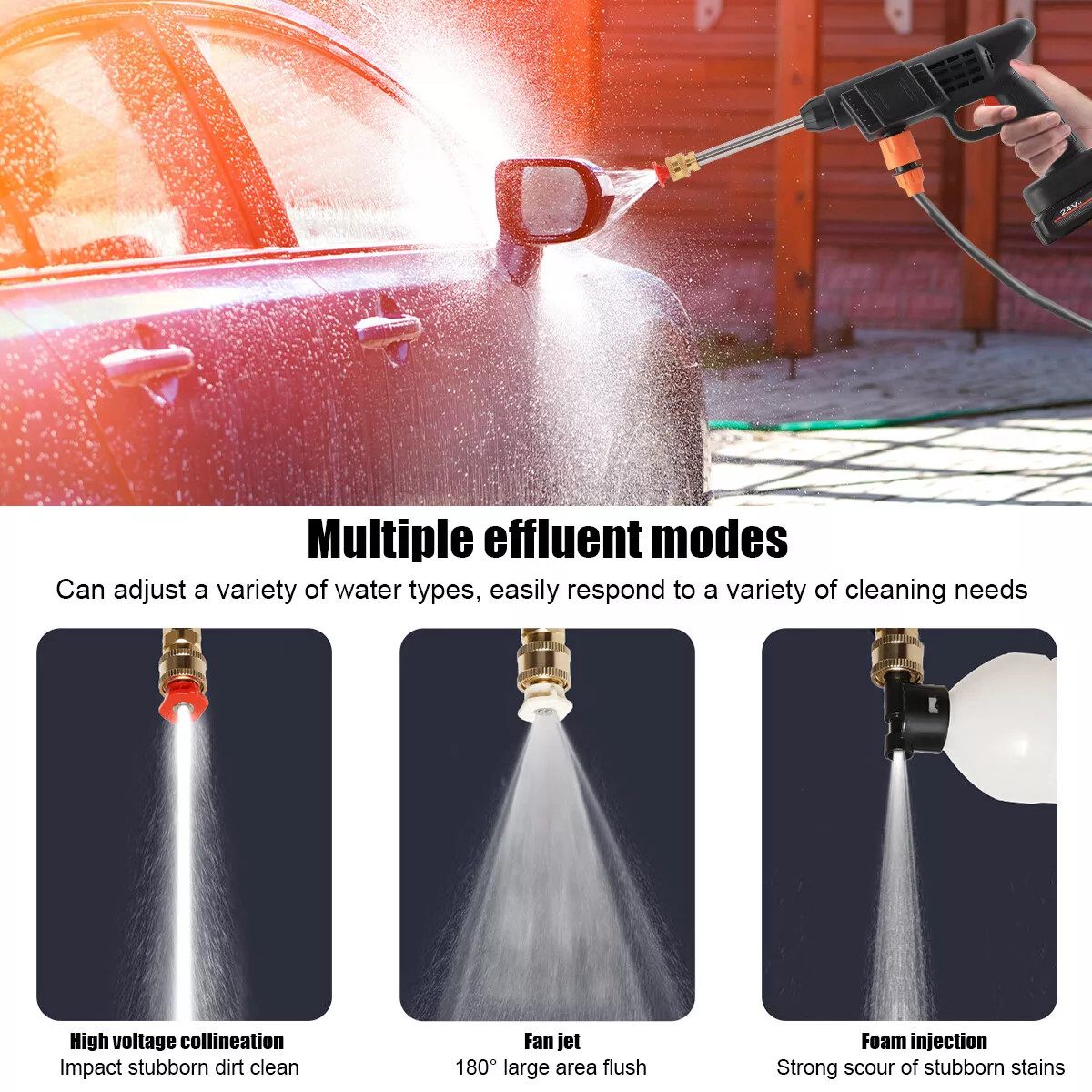 Portable Cordless Electric High Pressure Water Spray Gun Car Washer Cleaner Tool
