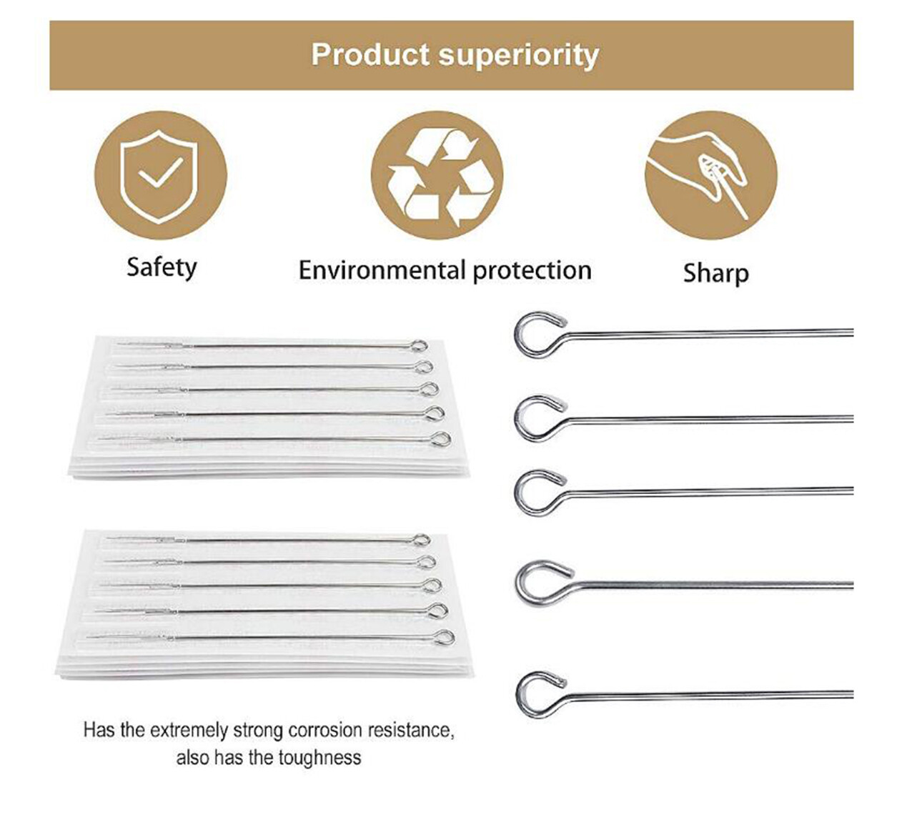 50,100 pcs Disposable Sterile Tattoo Needles Round Liner Shader Magnum Flat