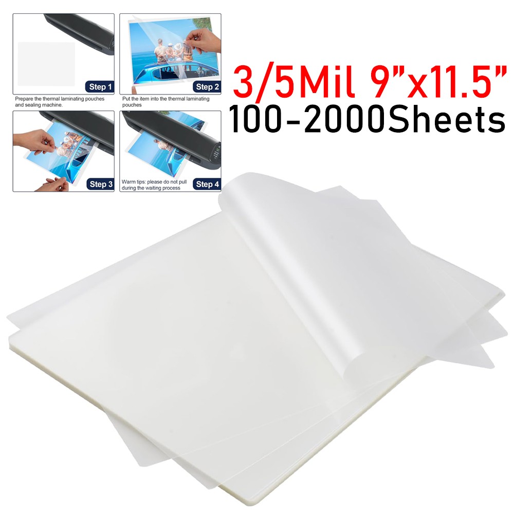 5Mil/3Mil Clear Thermal Laminating Pouches Letter 9"x11.5" Size Laminator Sheets