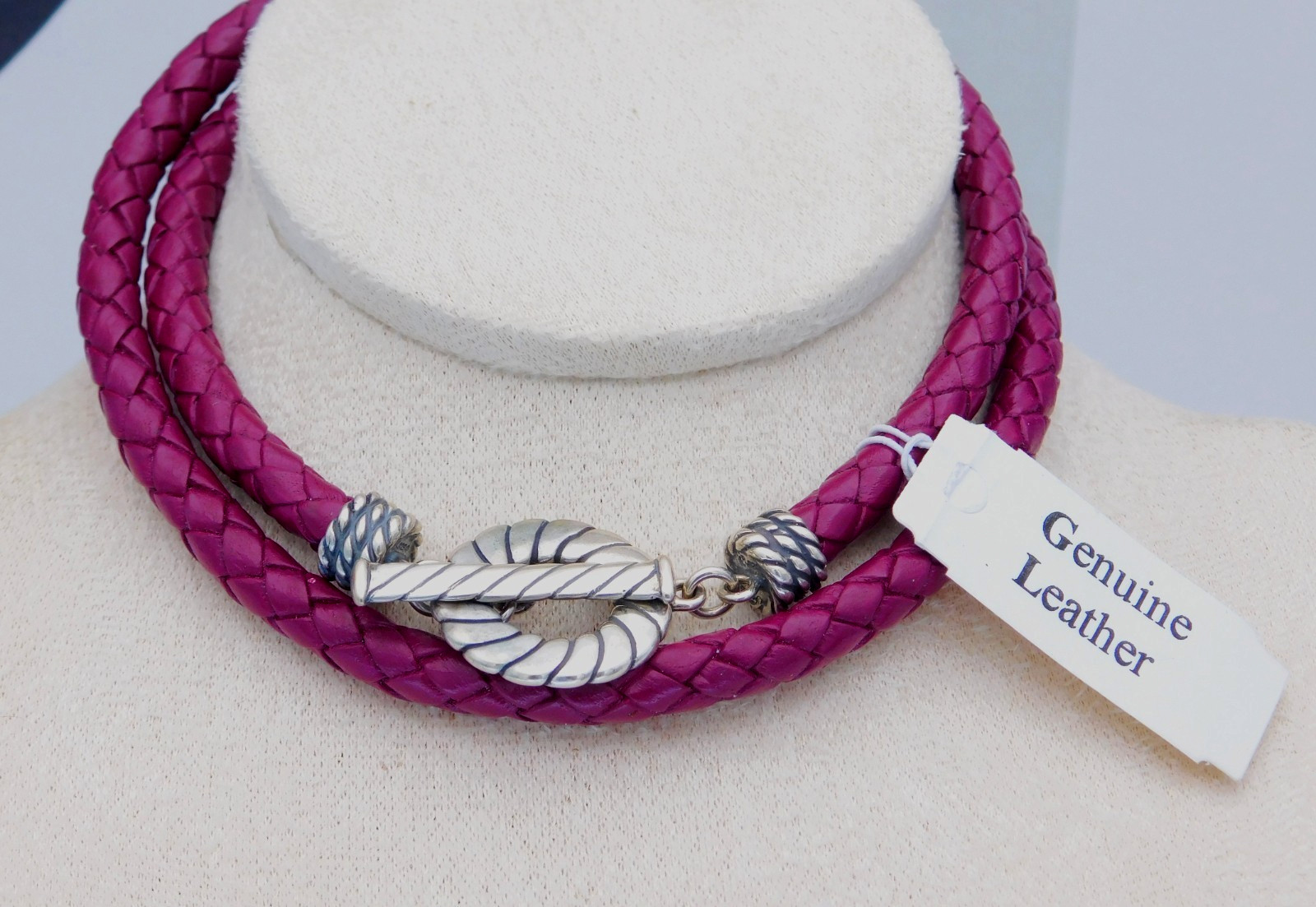 RARE! Carolyn Pollack American West Sterling Toggle Violet Leather Necklace 21"