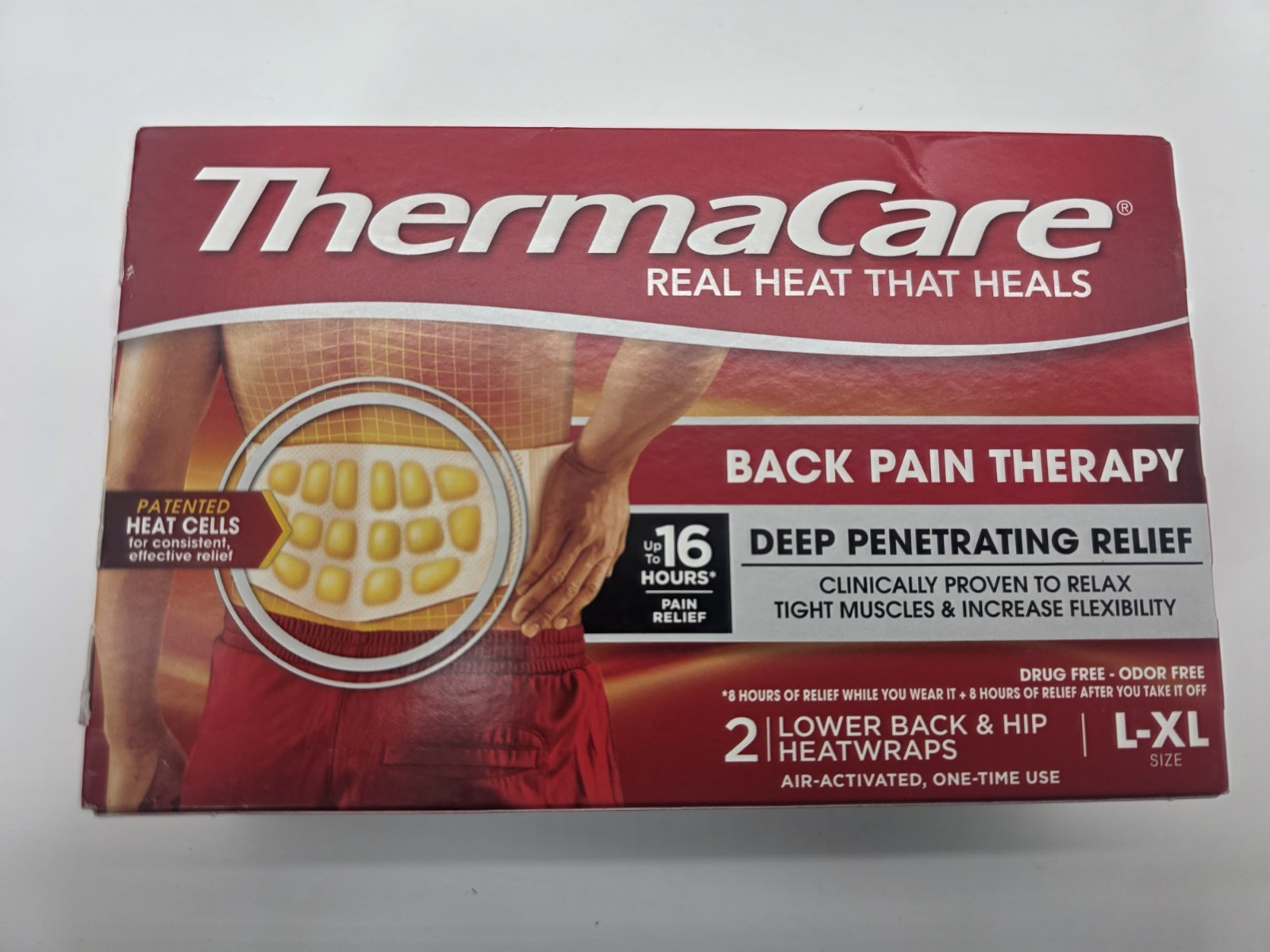 Qty 12 ThermaCare Heatwraps Advanced Lower Back & Hip Pain Heat Therapy L-XL