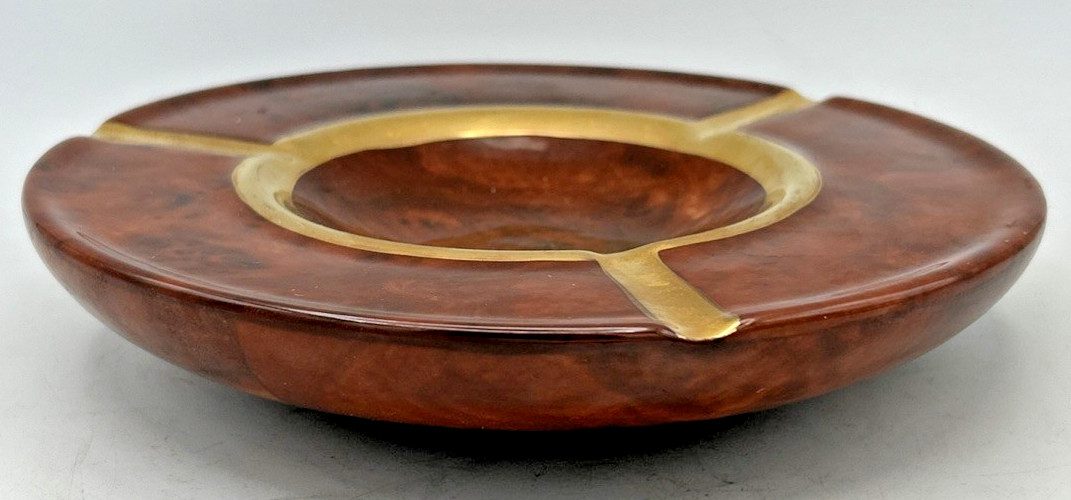 Ceramica Yapacanch Ashtray Brown And Gold Colored W 7 7/8”X H 1 3/8”