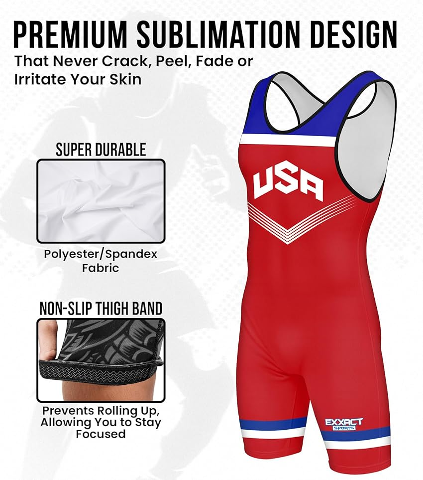 Exxact Sports Sublimated Wrestling Singlet Single Ply - Youth Wrestling Singlet