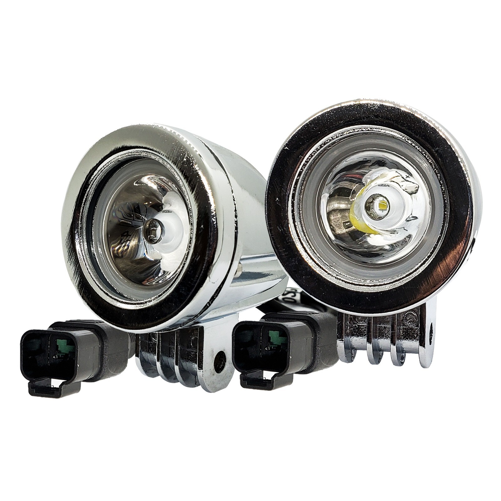 Chrome 20w LED lights spot motorcycle cruiser fog hid passing running white xl