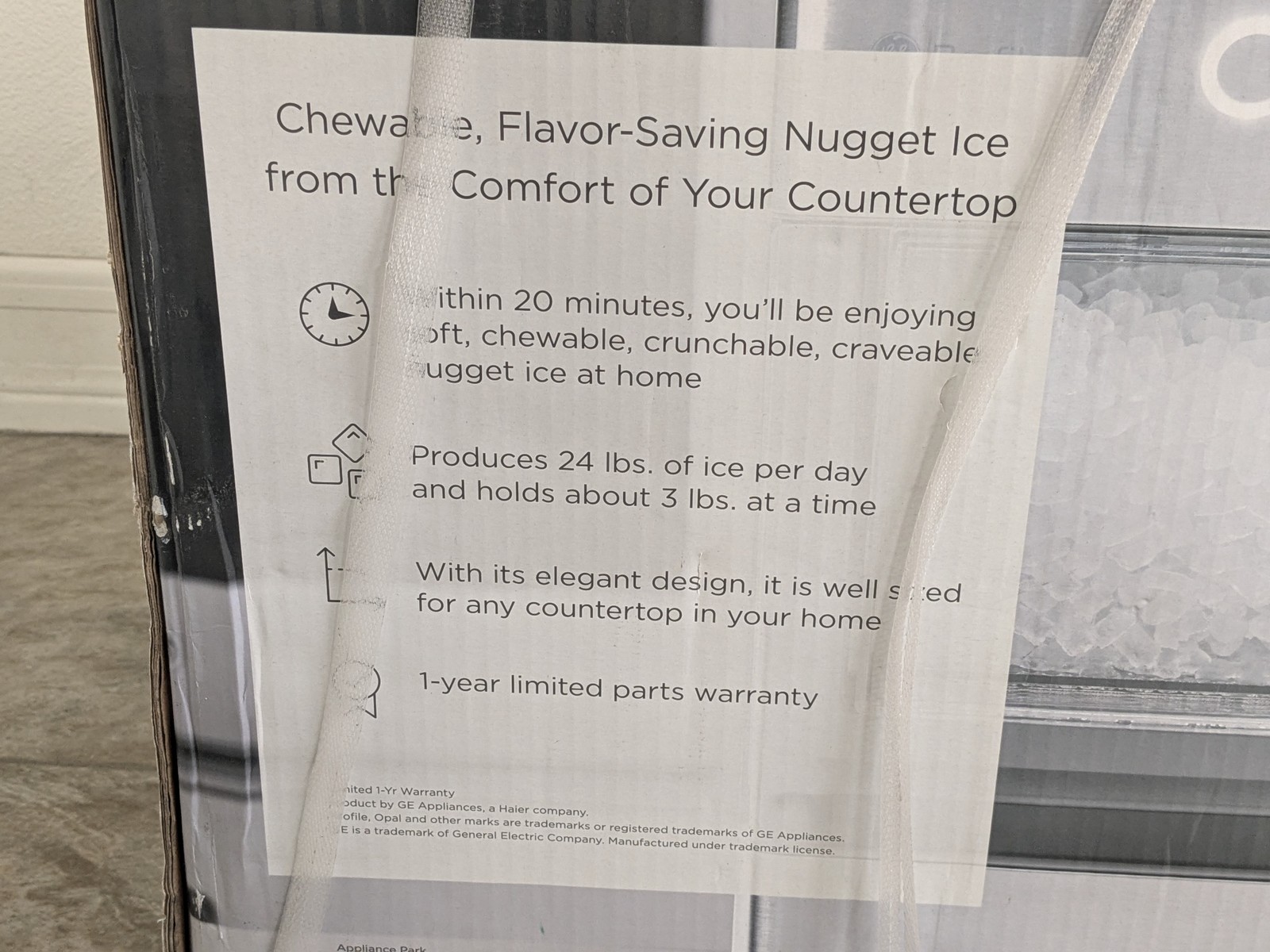 GE Profile Opal Nugget Ice Maker with side tank