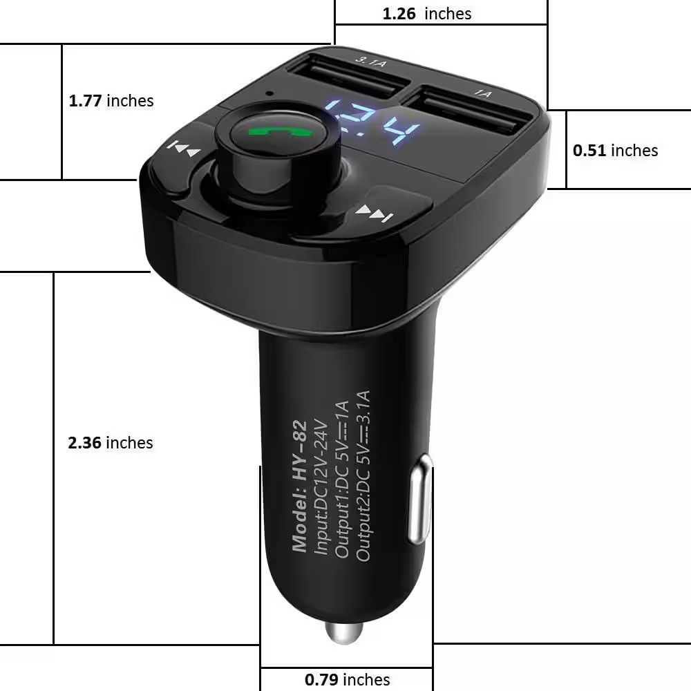 Wireless Bluetooth FM Transmitter Car Charger Handsfree Call Music Adapter Dual