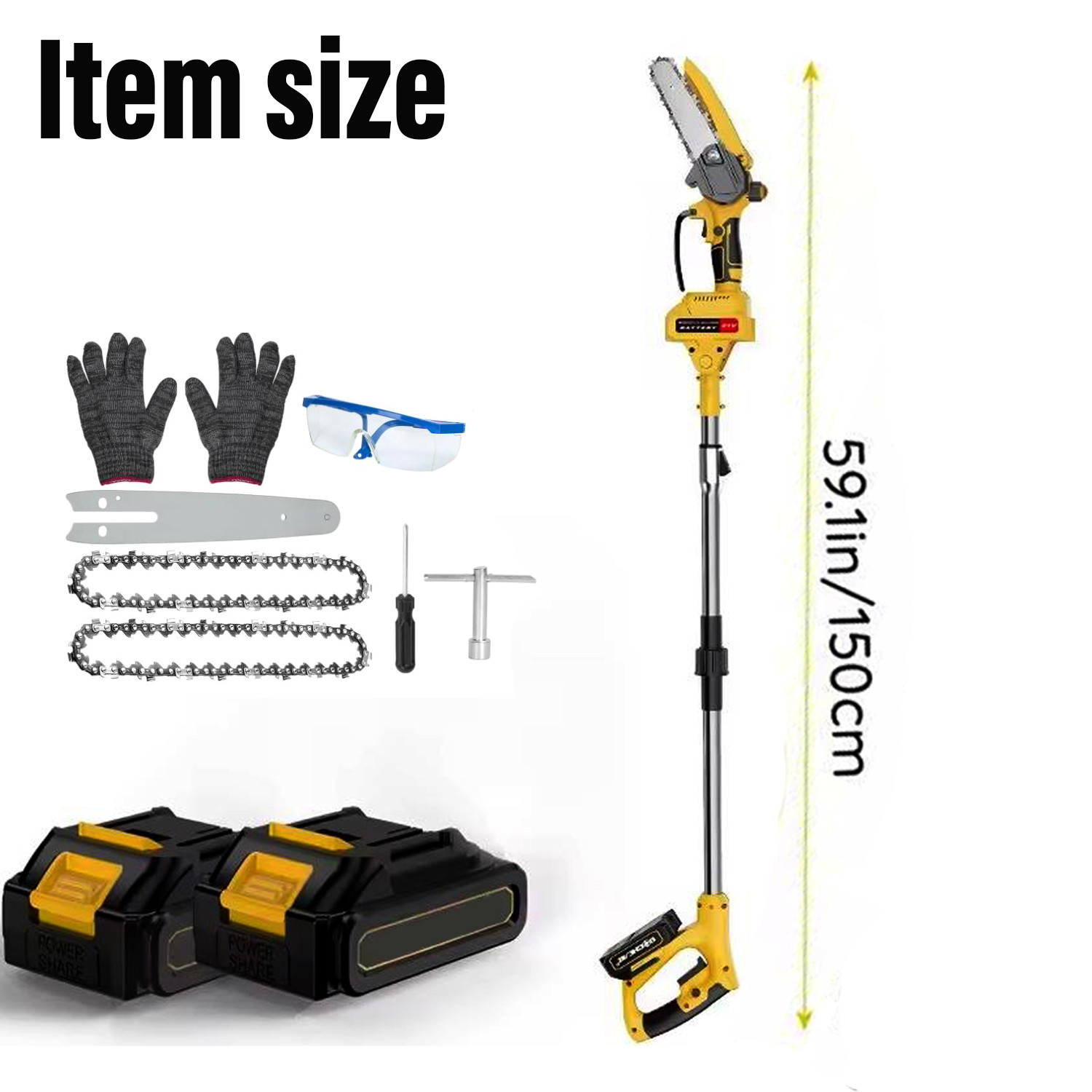 2 in 1 Cordless Pole Saw & Mini Chainsaw 6 inch Brushless Electric Chain Saw US