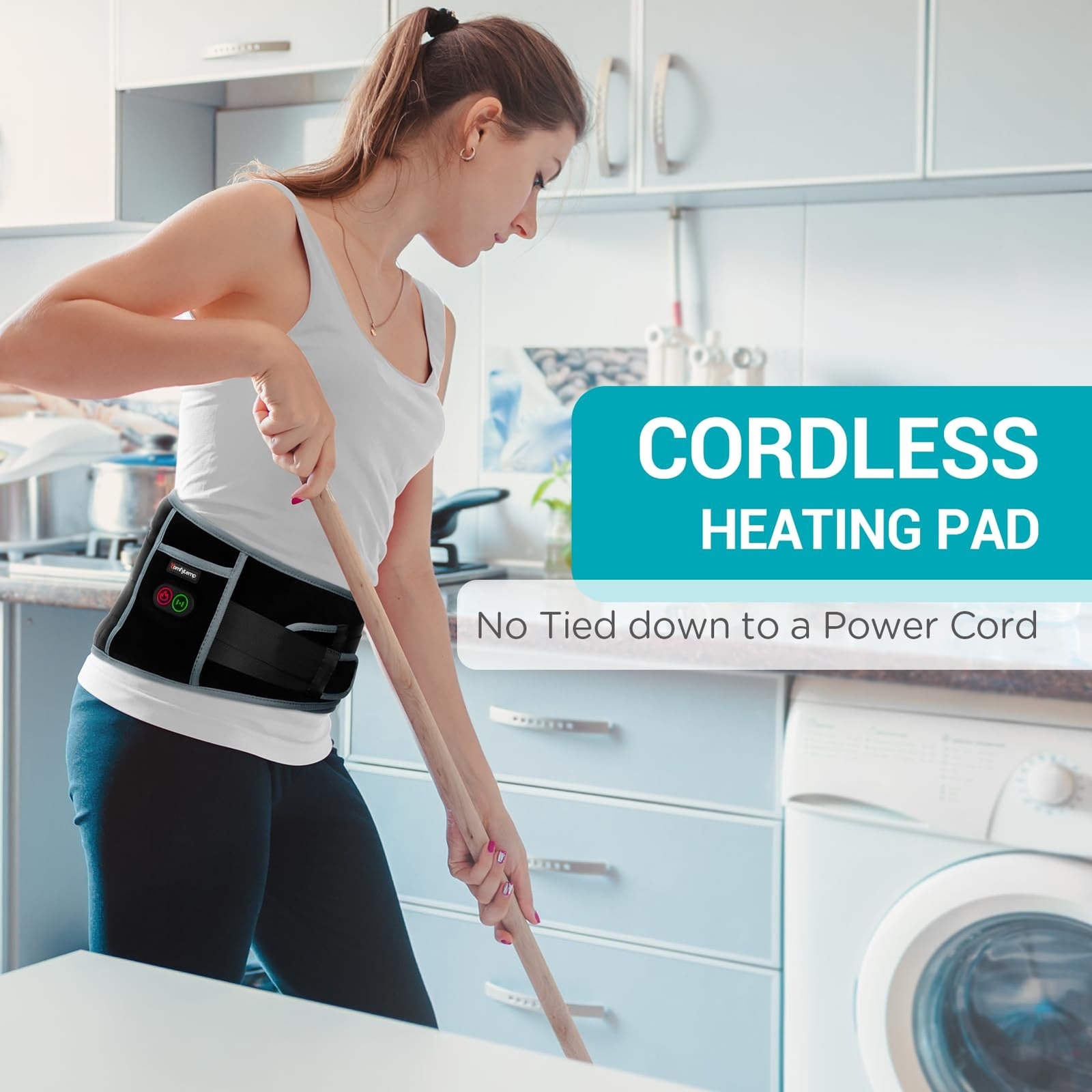 Comfytemp Cordless Heating Pad with Massager for Back Pain Relief, Portable L...
