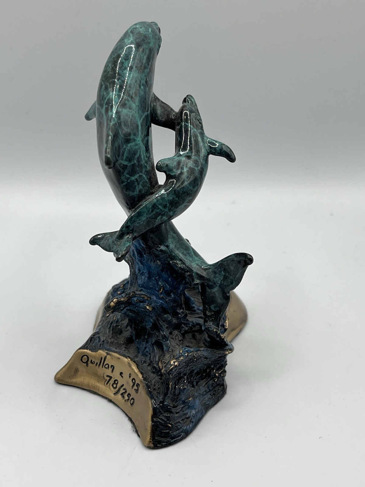 Joseph Francis Quillan "Babies Breath" Bronze Dolphin Sculpture Signed Ltd Ed