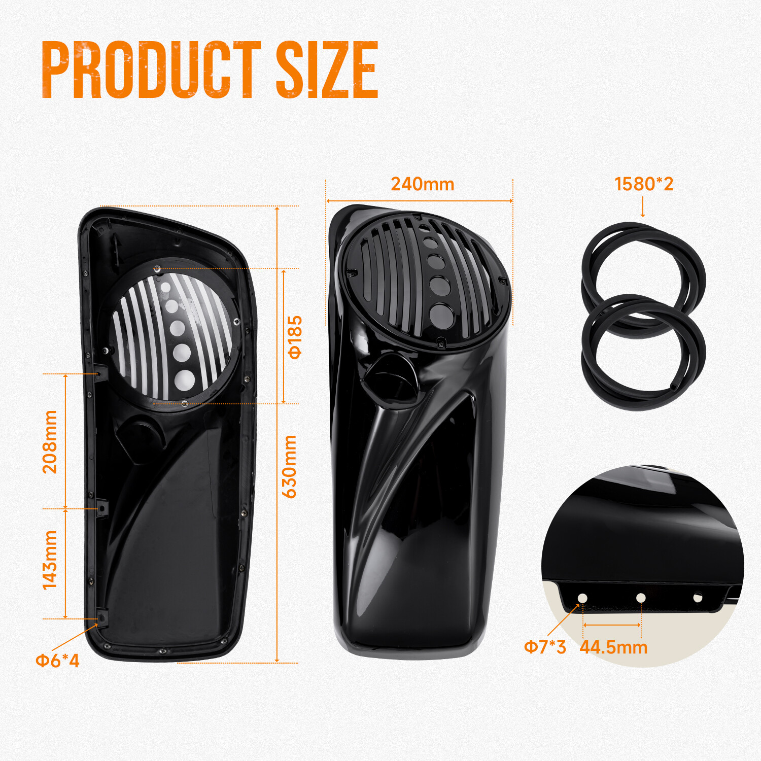 8inch Speaker Saddlebag Lids w/ Tweeter port For 14+ Harley Road King Road Glide