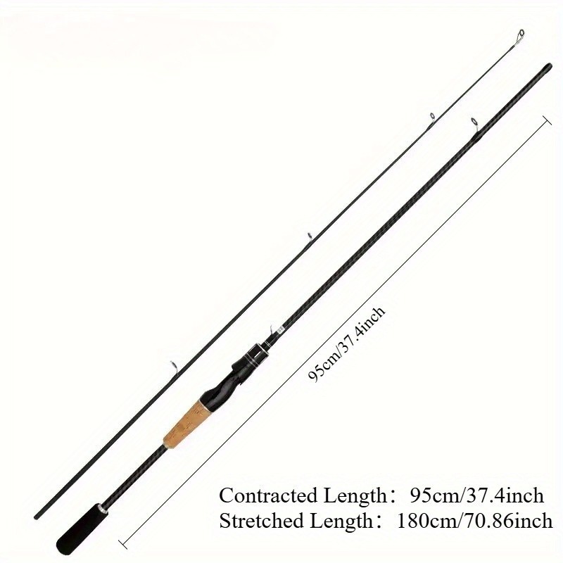 1PC Carbon Fiber Fishing Rod M Power 70.86in Light Wood Handle All Water