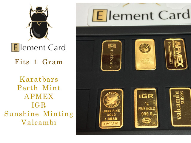 Empty Element Card for 1g Bullion Bars APMEX VALCAMBI COMBIBARS IGR