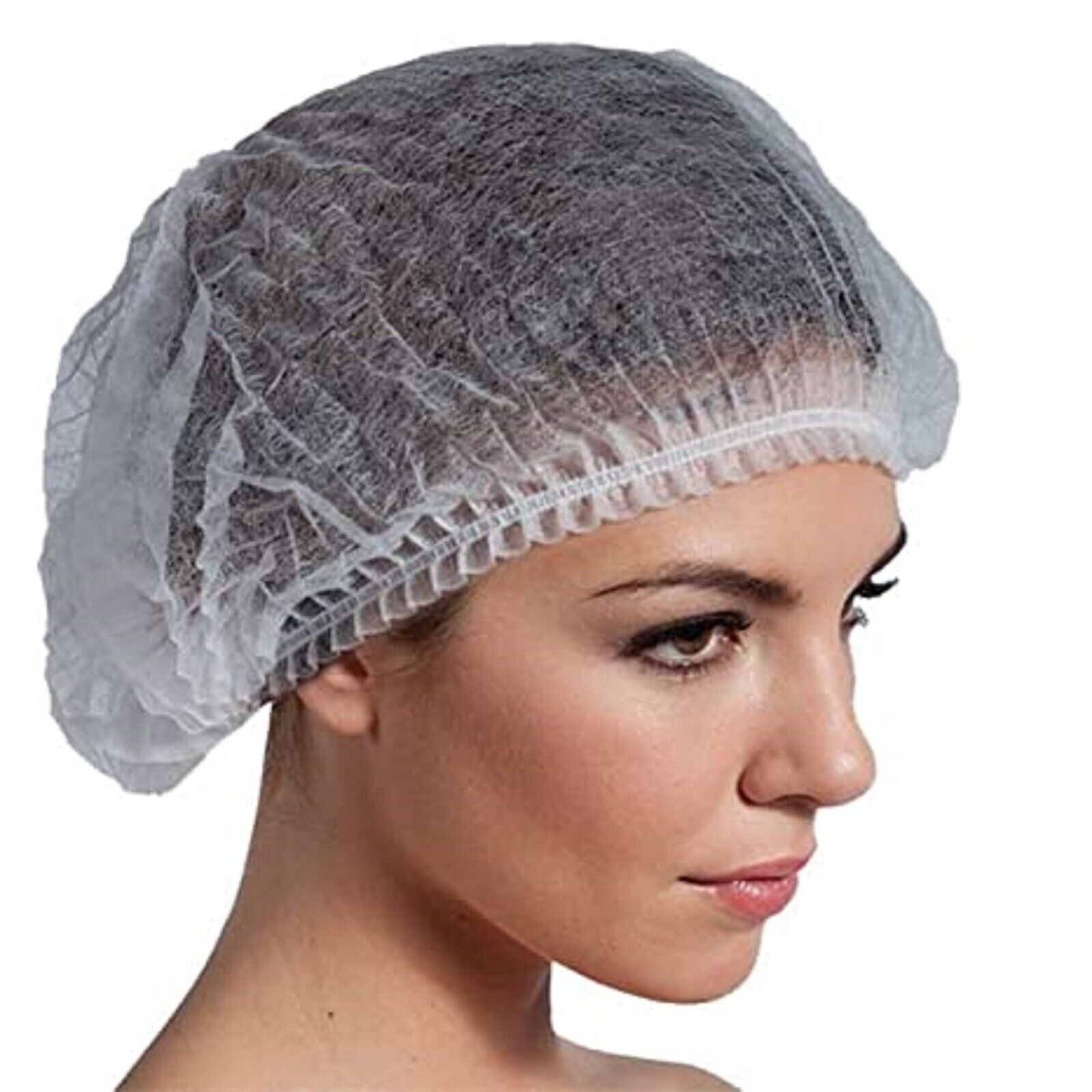 100-1000pcs Disposable Hair Net Non-Woven Head Bouffant Hair Cap 24"