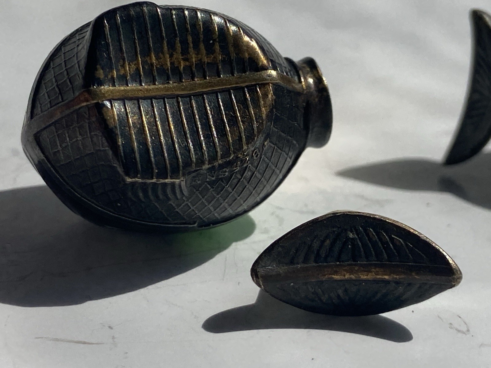 Sterling Silver Guilloche Enameled Norwegian Fish Salt And Pepper Antique 925.