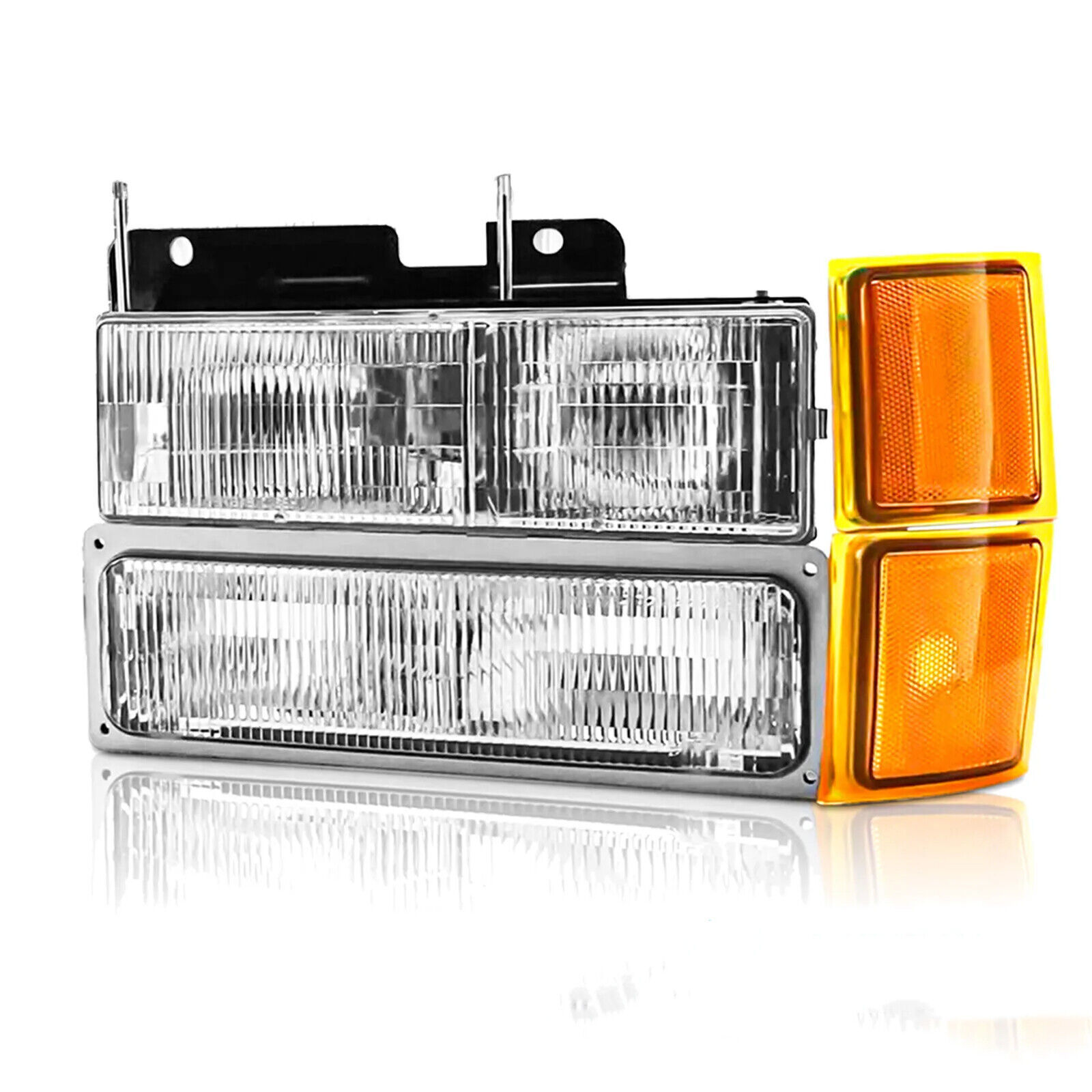For 1994-1998 Chevy Silverado Headlights OBS C/K 1500 2500 3500 w/ Bumper Lamps