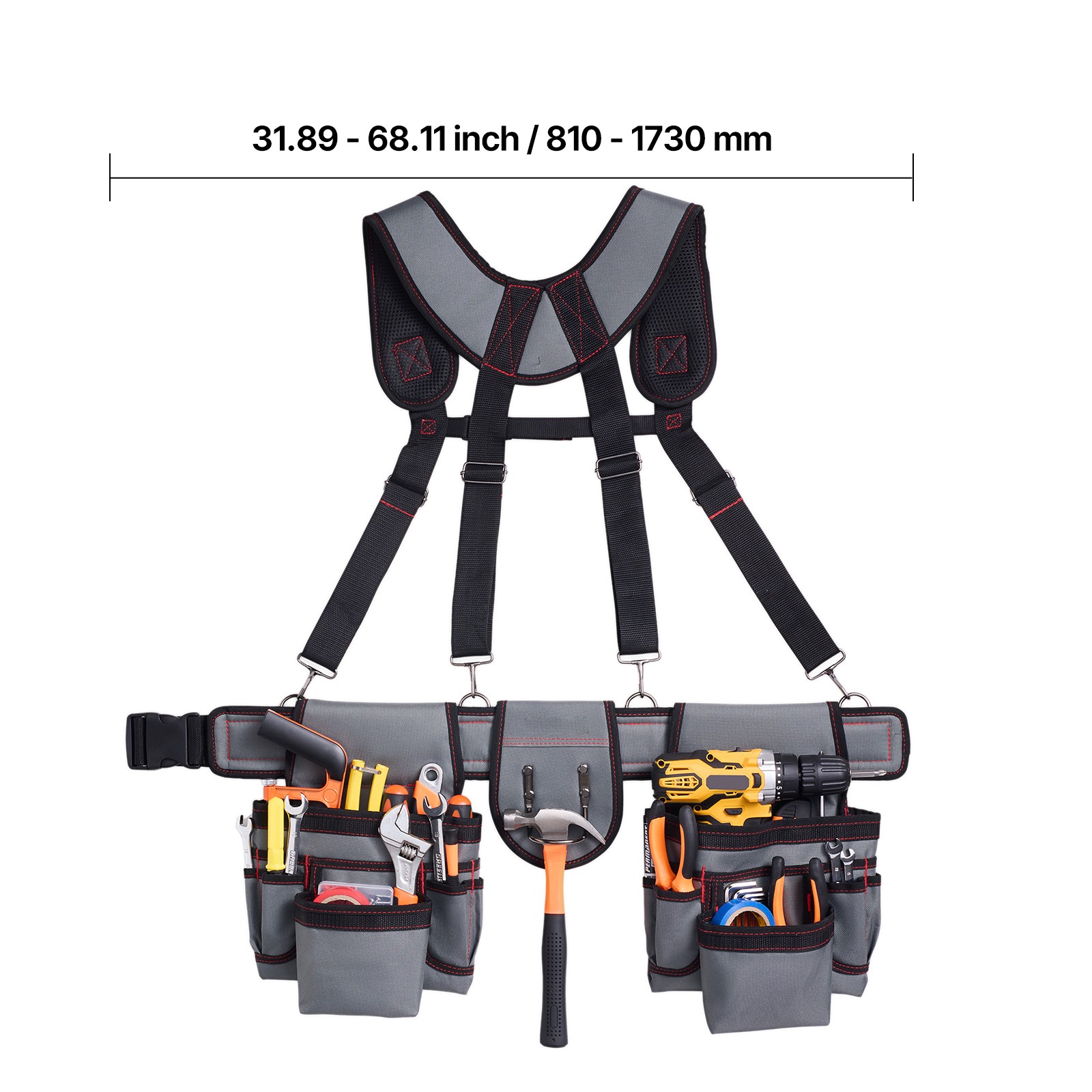 Uimoso Electricians Tool Belt with Suspenders and 22-Pocket Tool Pouch