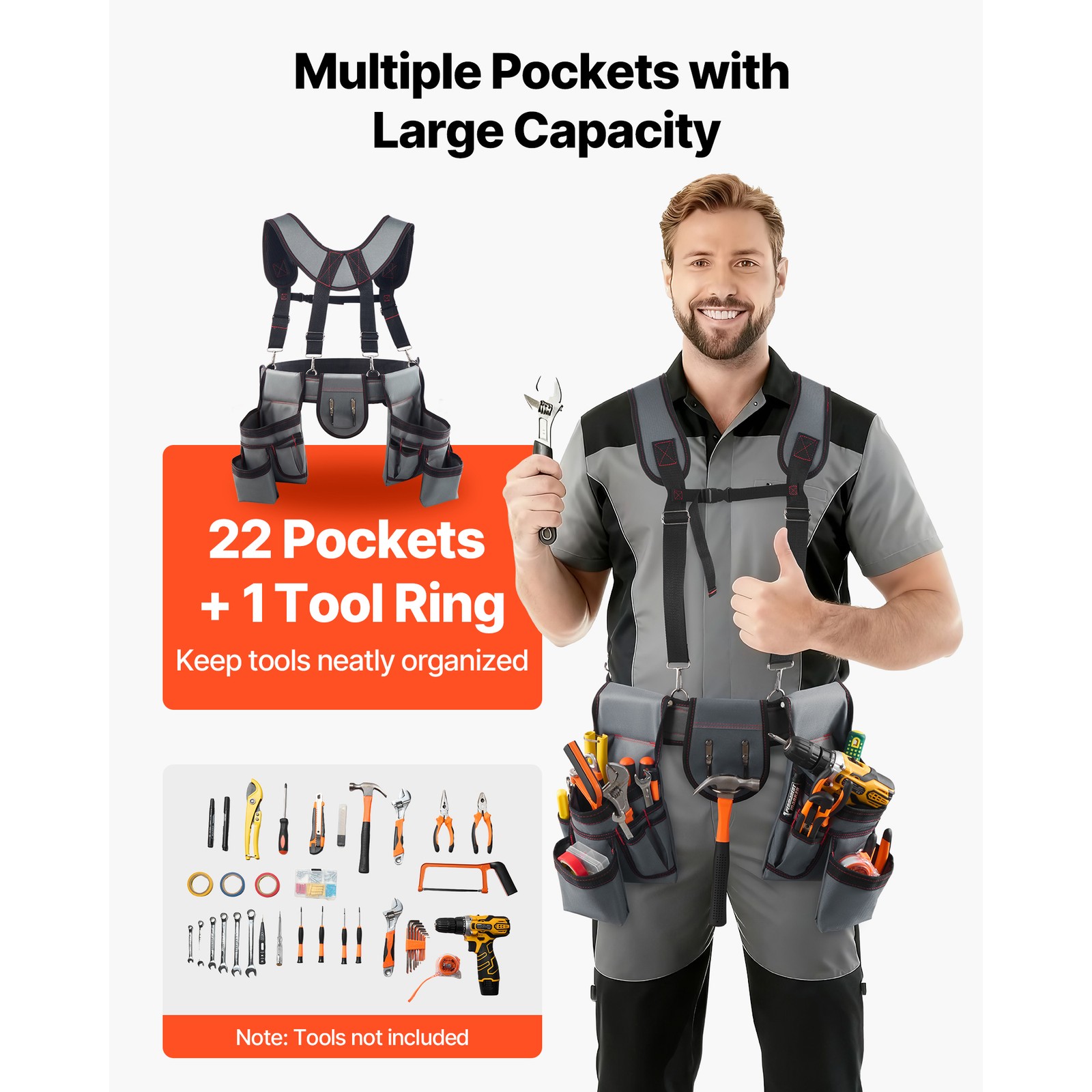 Uimoso Electricians Tool Belt with Suspenders and 22-Pocket Tool Pouch