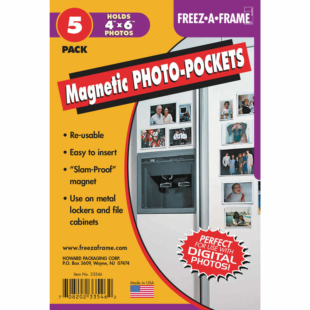 Freez A Frame Clear Magnetic Photo Frame For 4x6 Photos 5 Pack + Cleaning Cloth