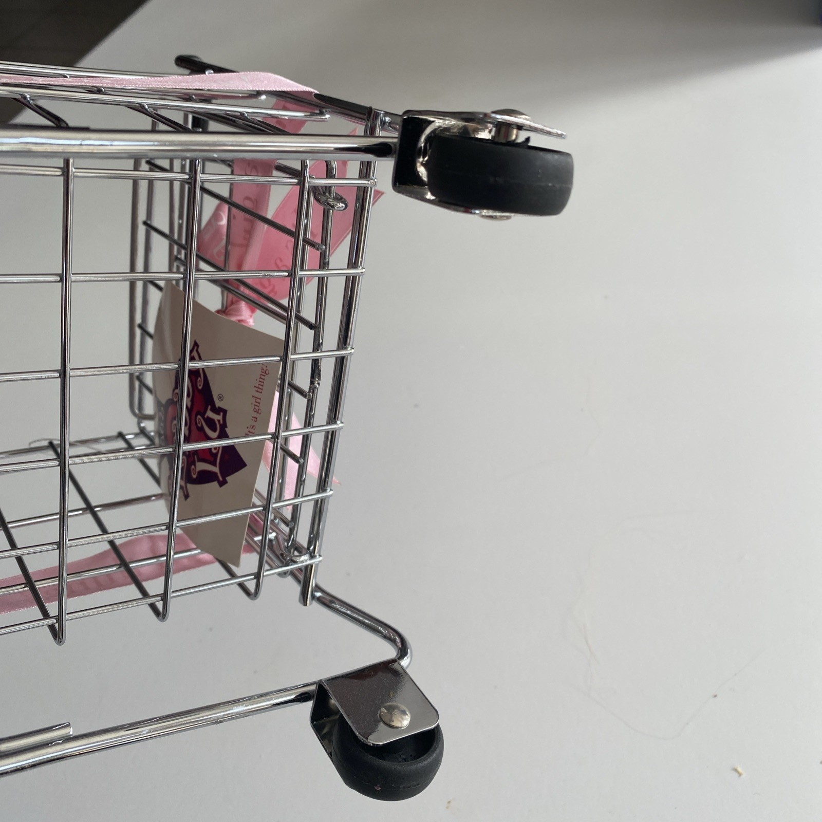 NWT CLUB LIBBY LU ITS A GIRL THING Metal Shopping Cart PINK RIBBON MOVEABLE SEAT