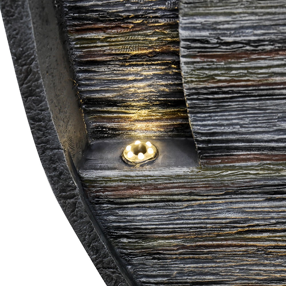 Faux Stone Water Fountain Outdoor Patio Cascading LED Light