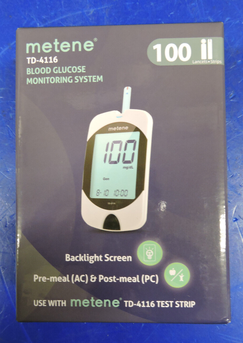 NEW Metene TD-4116 Blood Glucose Monitor/ 100 Strips 100 Lancets / Complete 2026