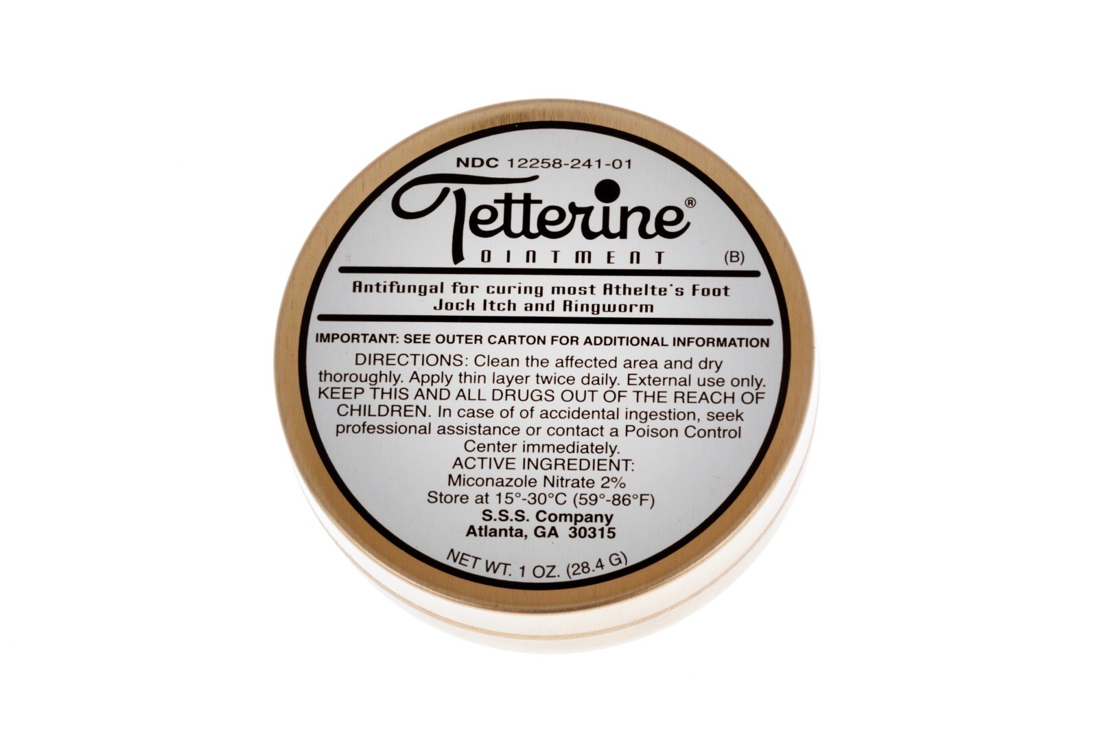 Tetterine Antifungal Salve for Athlete's Foot, Jock Itch, Ringworm - 1 oz