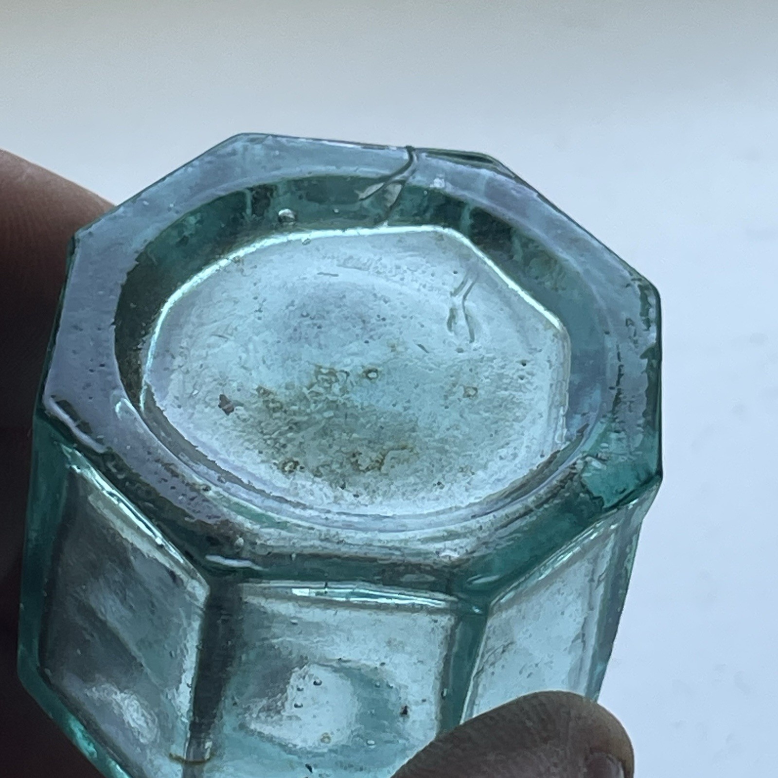 Antique Victorian Era Burst Top 8 Sided Ink Bottle