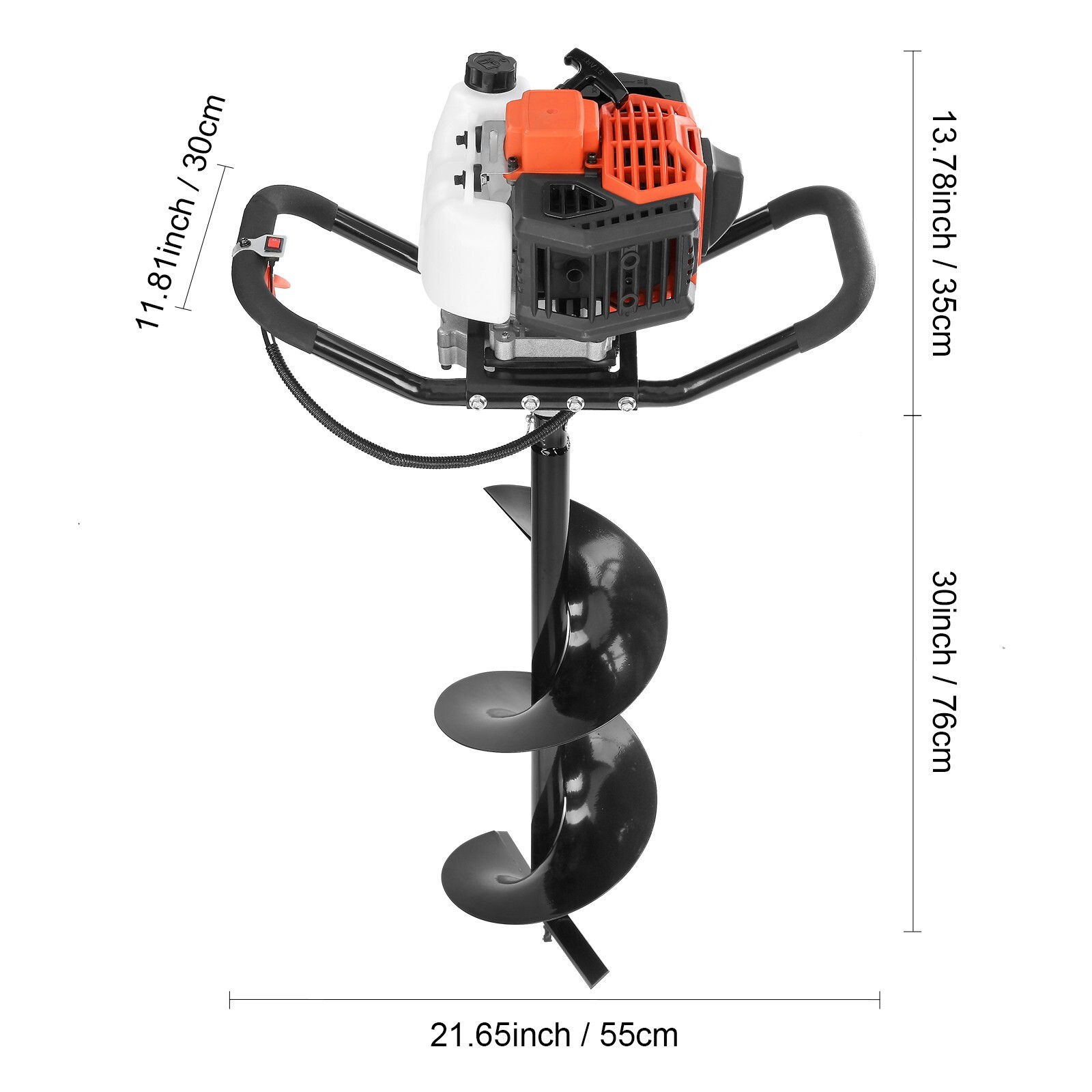 Post Hole Digger 52cc Gas Powered Earth Digger 2 Auger Drill Bit 6" & 10"