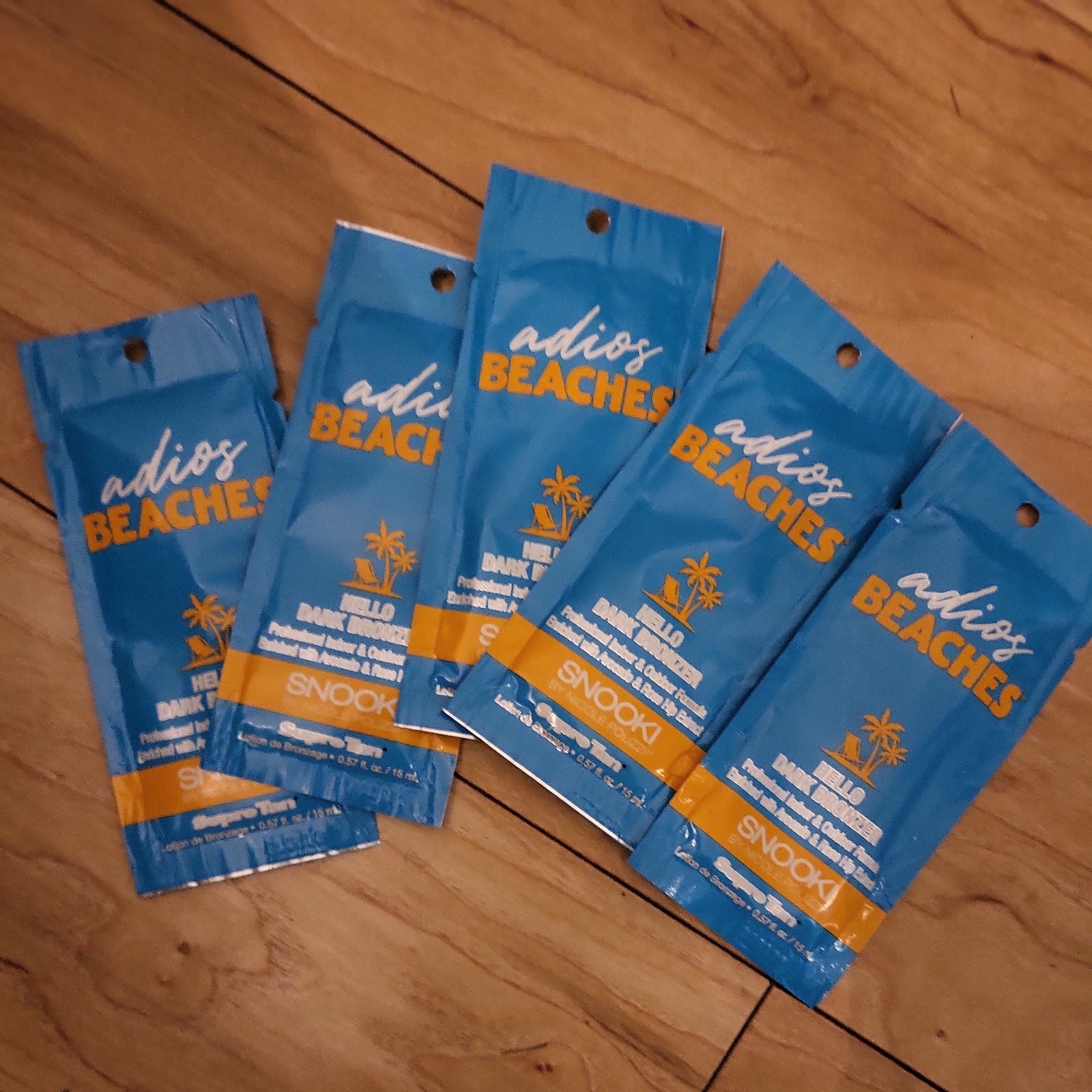 5 PACKETS SUPRE SNOOKI ADIOS BEACHES INDOOR & OUTDOOR TANNING LOTION