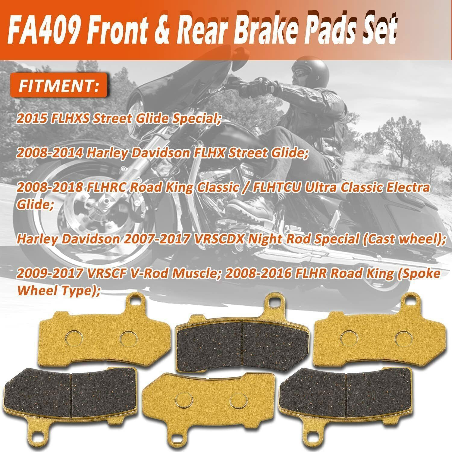 Front and Rear Brake Pads Set For Harley Davidson FLHX Street Glide 2008-2015