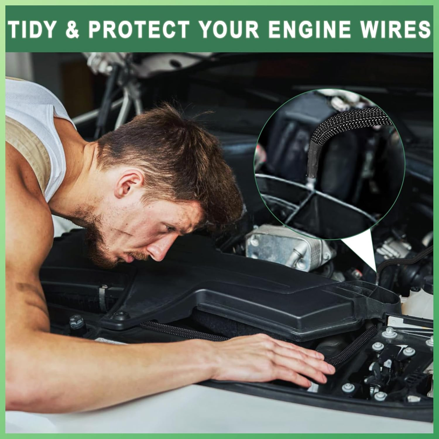 132 ft Expandable Braided Cable Sleeve Wire Loom PET Wiring Sleeving, Mesh Autom