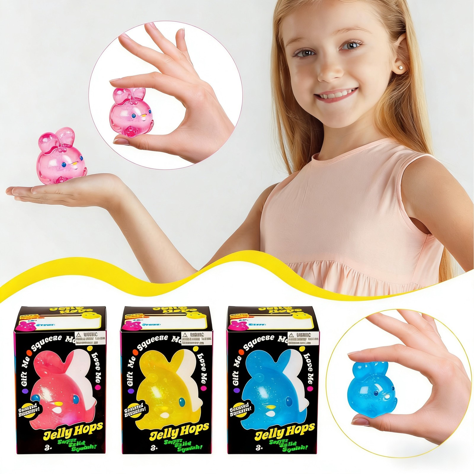 NeeDoh Jelly Hops Scented Bunnies Twinkleberry Taffy Easter- Pink Blue Yellow x3