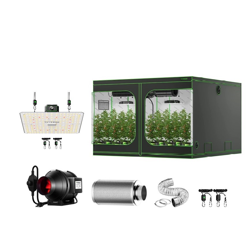 VIVOSUN 8x8ft Grow Tent Kit 96"x96"x80" w/ 6" Inline Fan & 100W LED Grow Light