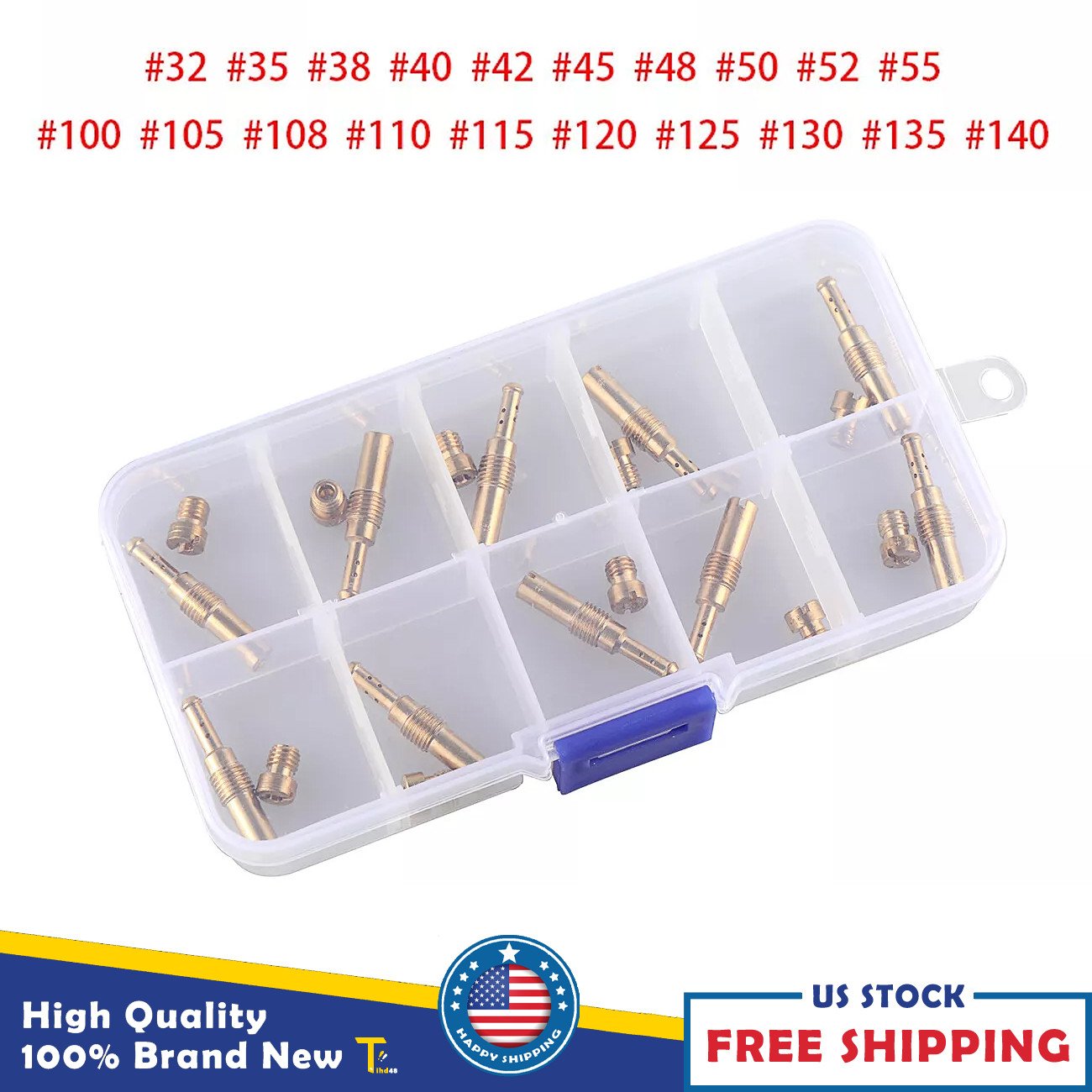 10set Carburetor Slow/Pilot Main Jets for PWK Keihin OKO CVK 32 42 55 100 140 US