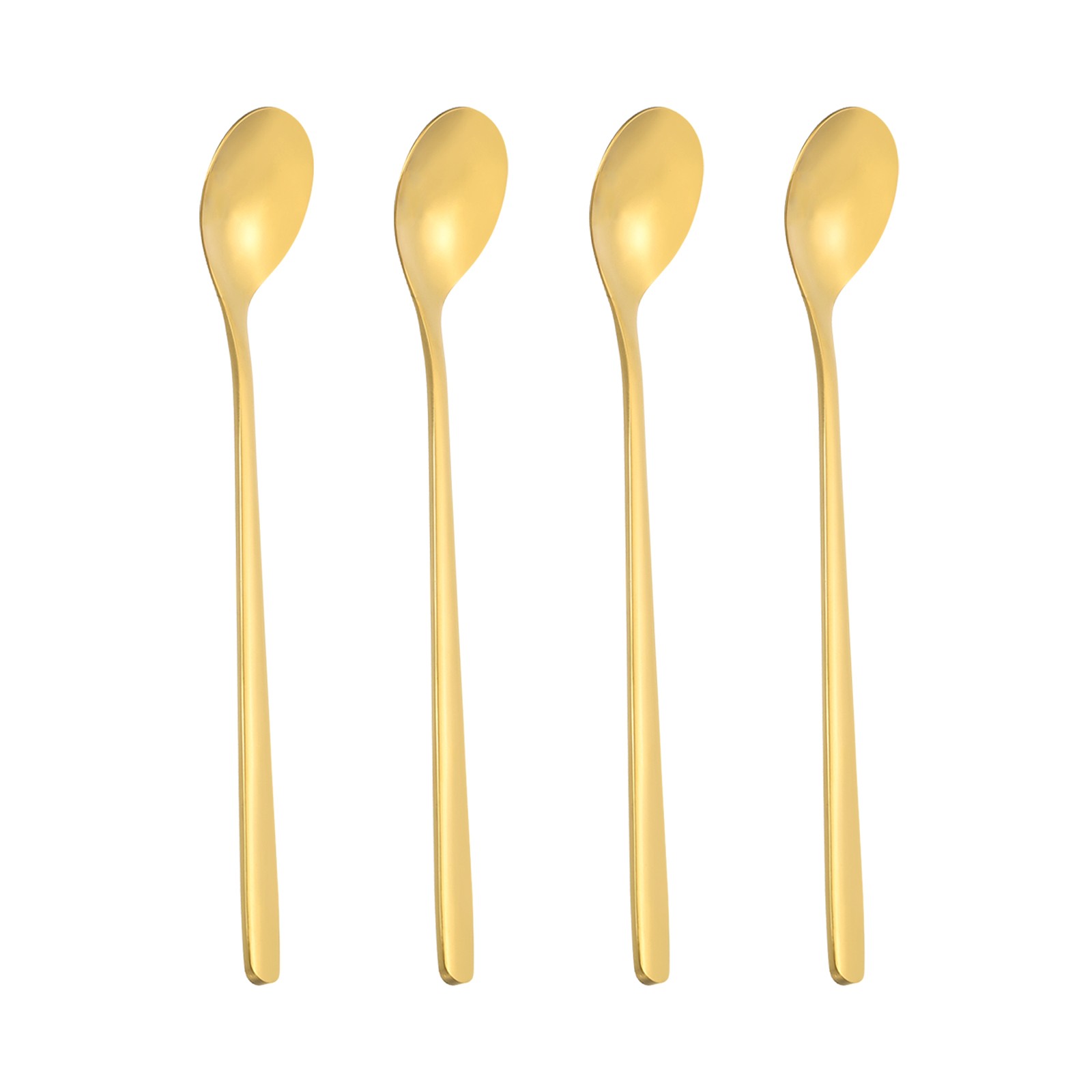 Long Handle Iced Tea Spoon, 4 Pcs 6" Stainless Steel Long Spoons, Gold Tone