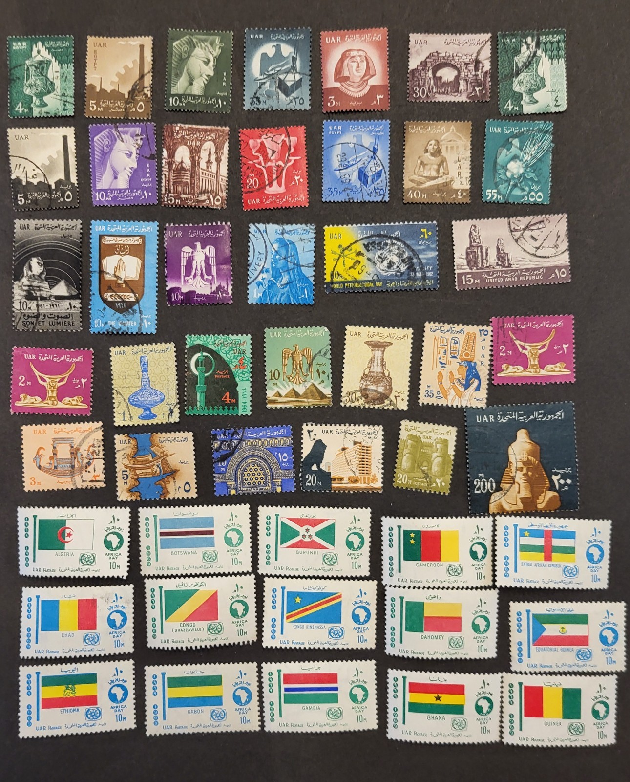 EGYPT - 150+ SINGLES - INC. 1969 FULL MLH FLAG SET - ALL HINGED - USED/UNUSED