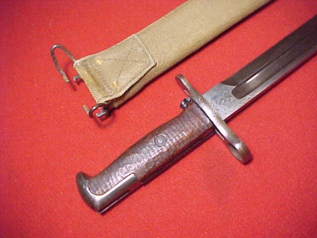 WWI ERA US M1905 BAYONET W/US M1910 CANVAS COVERED SCABBARD ~ CLEAN ESTATE ITEM