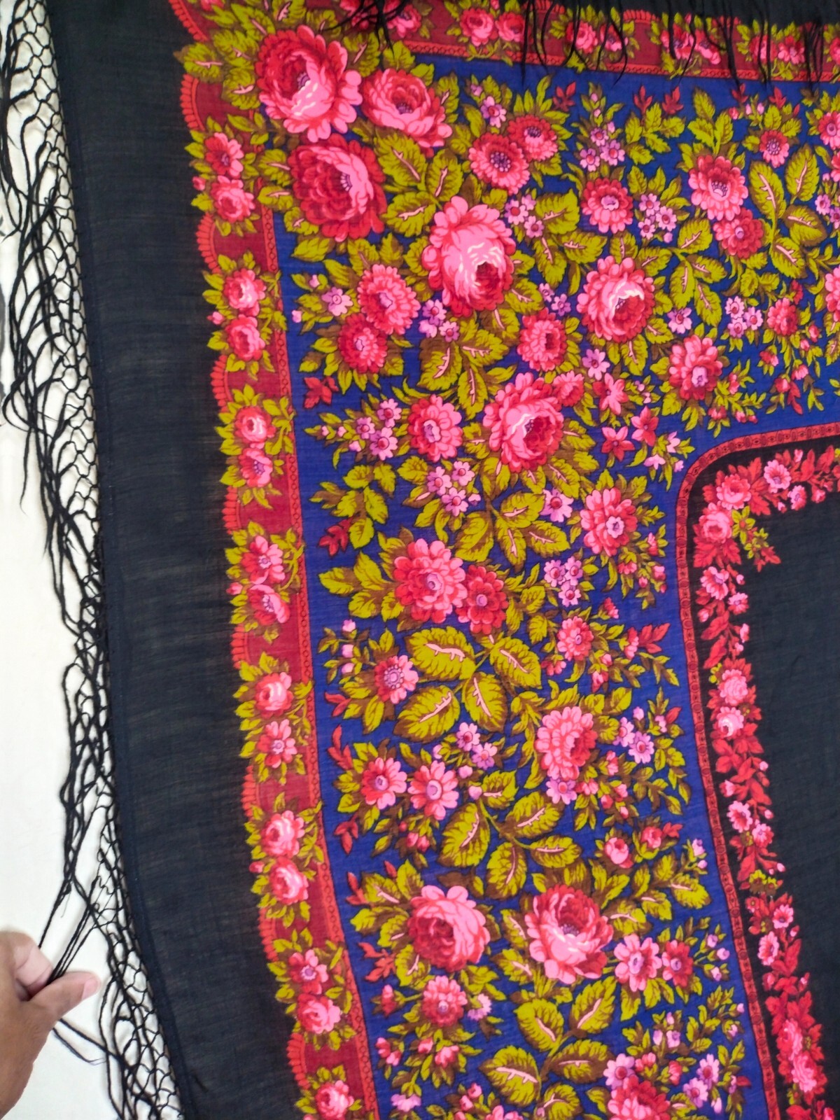 vintage gorgeous flowers printed piano fringes shawl scarf itm1236