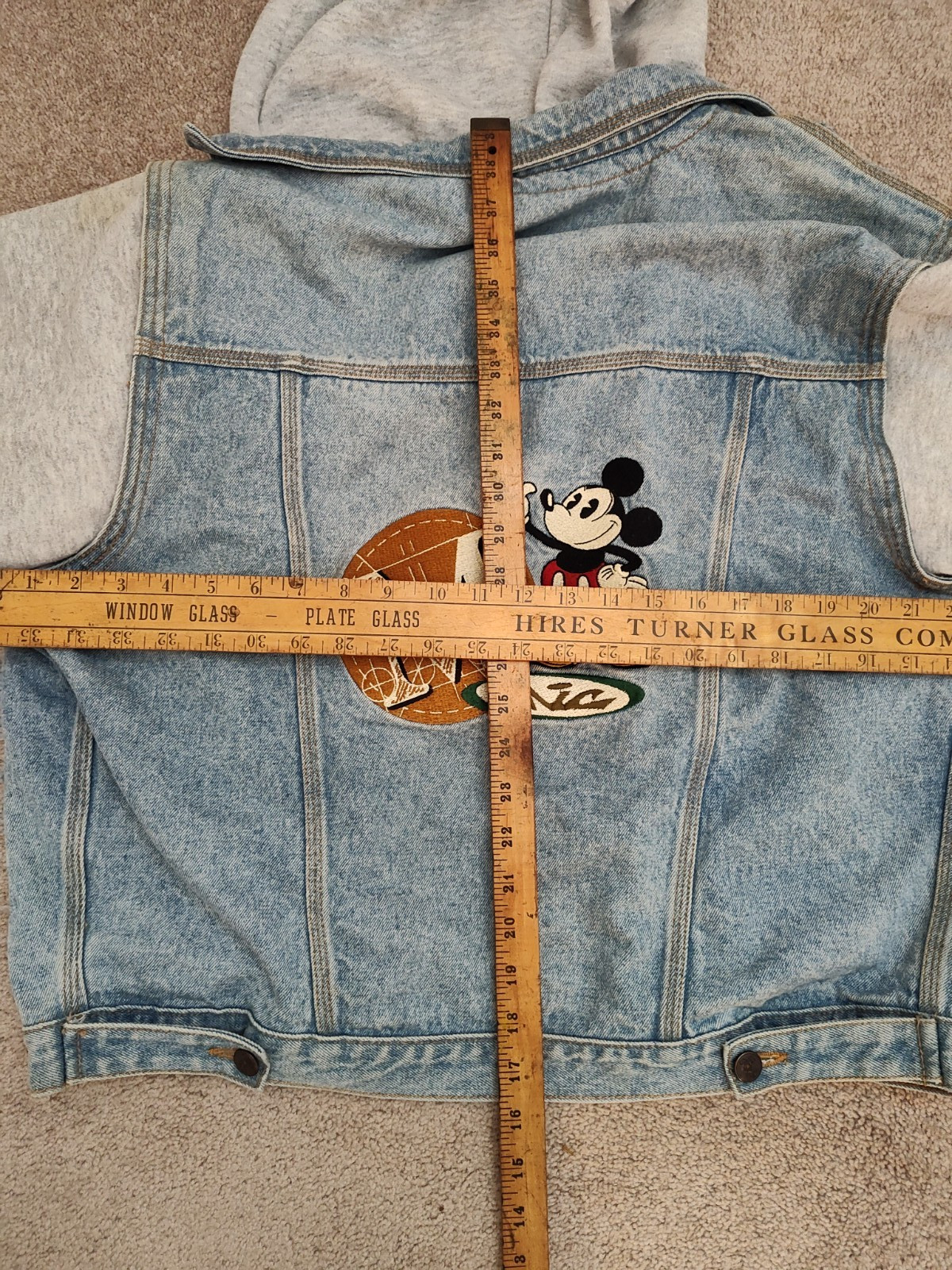 Disney Mickey Inc Jacket Small Denim Hoodie Trucker Embroidered Mouse VTG 90s